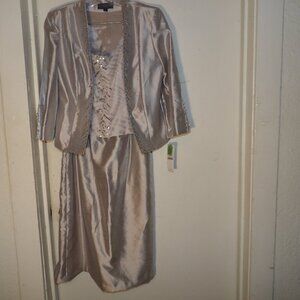 KM Collections 2 Piece Sequined Dress & Jacket Sz 10